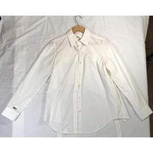 TOME White Long Sleeve Button-Up Blouse with Back Tie Detail